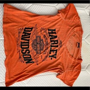 Orange Harley Davidson graphic tee